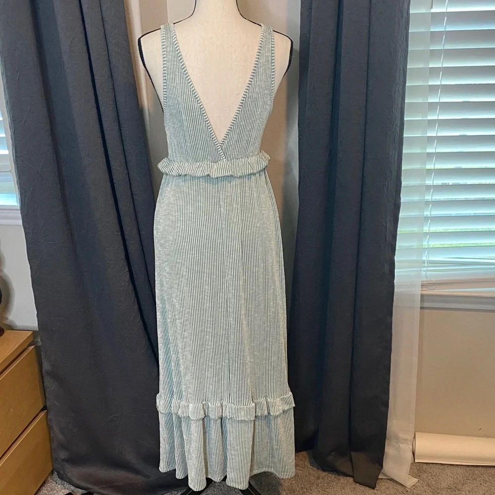 SOLD Chic Green Striped Maxi Dress - Picture 6 of 8